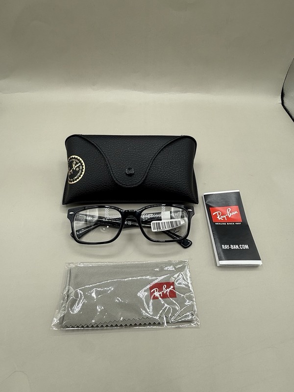 Ray Ban Unisex Square Eyeglasses Frame Shiny Black Mint Tried On Only