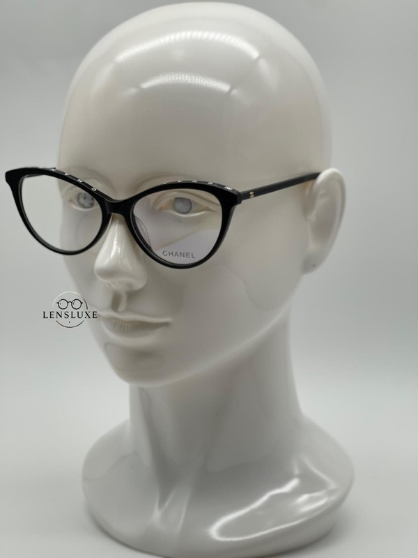 Chanel CH3393 C01 Black Cat Eye Acetate Eyeglasses 100% Authentic Brand New