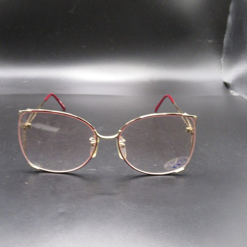 Vintage Swank Optical Mayfair 772 Gold Pink Cat Eye Eyeglass Frames Japan