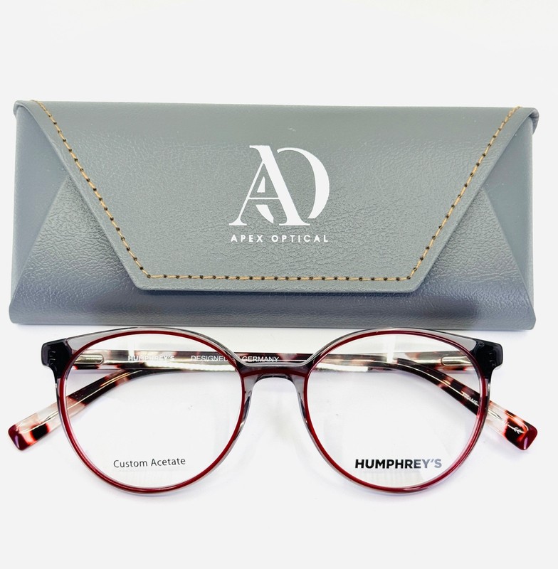 HUMPHREY’S 594045 30/GRY Red Tortoise Panto Full Rim Eyeglasses 51-17-140 B:44