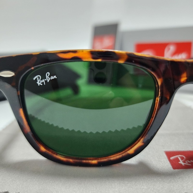 Ray-Ban RB2140 Wayfarer Classic Sunglasses Tortoise Frame Green Glass Lens 50mm~ gallery