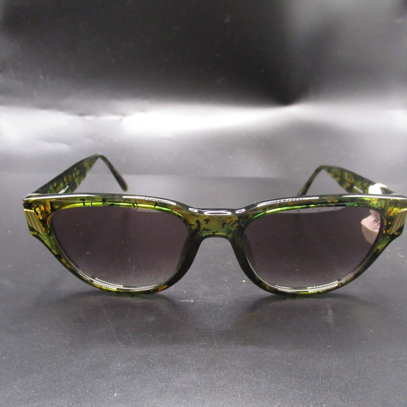VM VIENNAZINE Cat Eye Eyeglass Frames Green Black Gold Mottled Made in Slovenia