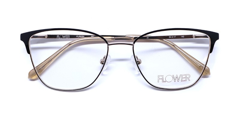 NEW FLOWER FLR6054 EYEWEAR 54-17-140 BLACK METAL & PLASTIC WOMENS BROWLINE 001 gallery