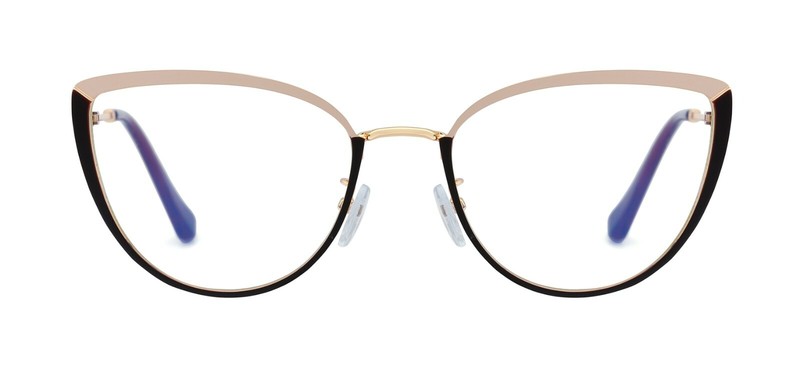 Full Rim Cateye Glasses Metal Duo Tone Frame Spring Hinges Cat Eye Eyeglasses