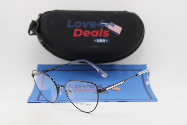 NEW BVLGARI BV 2241 2066 BLACK GUNMETAL CLEAR AUTHENTIC EYEGLASSES 53-17
