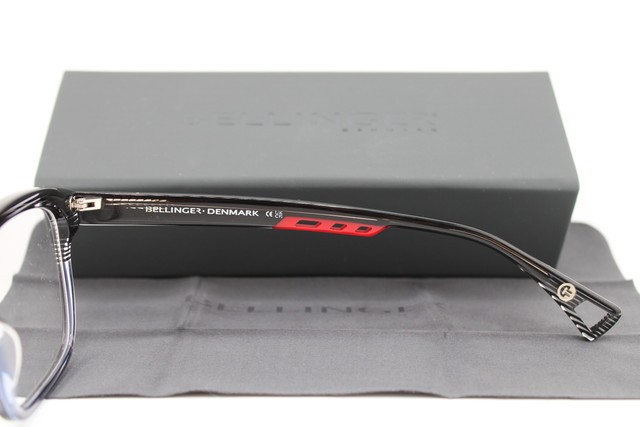 NEW BELLINGER DENMARK VENOM C940 BLACK RED FADE CLEAR AUTHENTIC EYEGLASSES 56-21 gallery