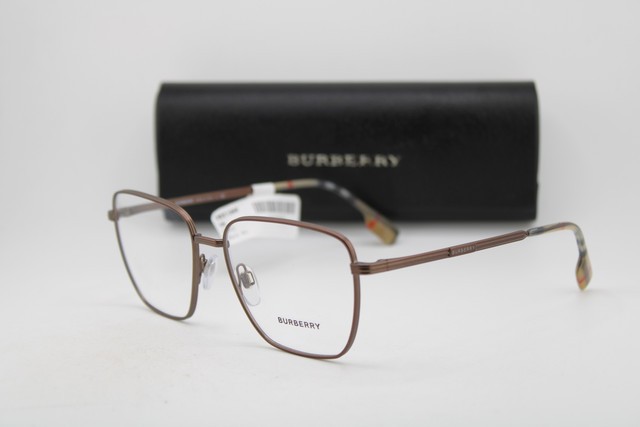 NEW BURBERRY B 1368 1012 BROWN GUNMETAL BEIGE PRINT AUTHENTIC EYEGLASSES 56-17