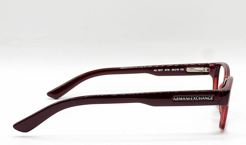 NEW ARMANI EXCHANGE AX 3017 8118 BURGUNDY TRANSPARENT/BURGUNDY EYEGLASSES 52-16 gallery