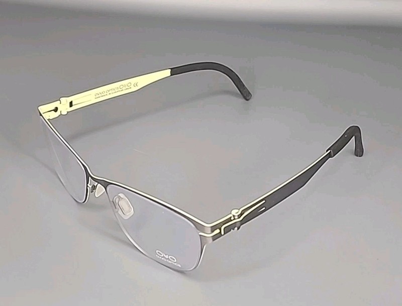 Handmade OVVO Optics 3533 Graphite / Yellow Titanium Eyeglass Frame 47/17/135 gallery