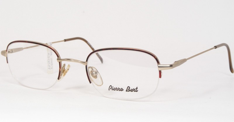 Vintage Pierre Bert 7109 604 Pale Gold /Burgundy Red UNIQUE EYEGLASSES 52-21-135