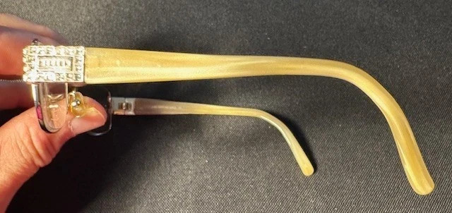 Woman's Eye Glass Frames. Designer Helium -Paris. Rhinestone Gold-tan Frames gallery