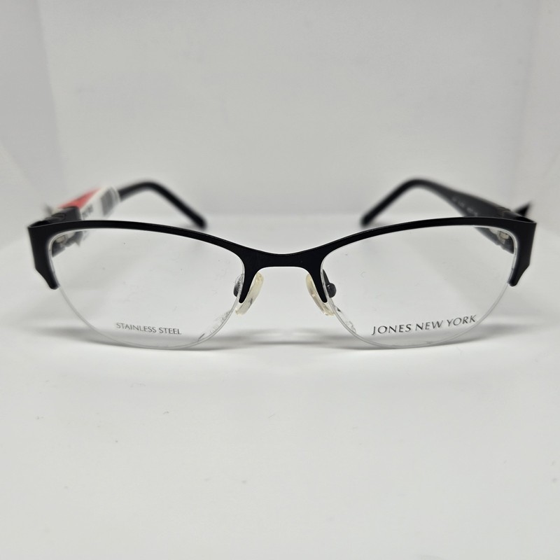 Jones New York DVJ945 Black Browline Women Half Rim 48-17-135 Eyeglasses Frames