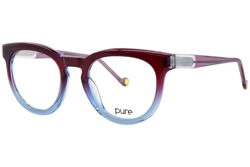 Pure P-7008 604 Eyeglasses Ruby Ombre Full Rim Round Shape 49mm