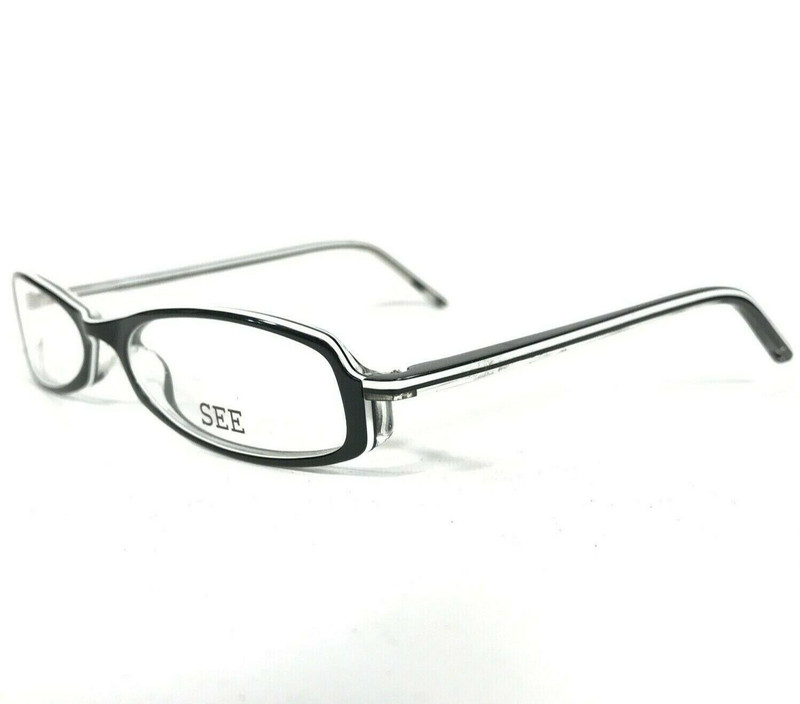 See Eyeglasses Frames 3405 COL.5009 Black White Clear Rectangular 53-17-140