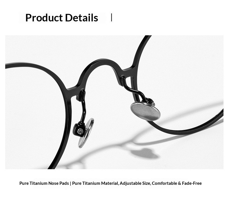 Retro Antique Round Full Rim Titanium Alloy Eyeglass Frame Eyewear for Men Women gallery