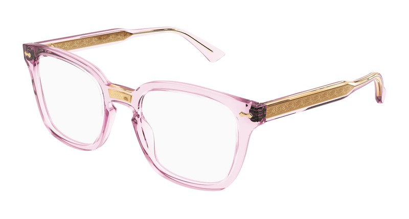 Gucci GG0184O 013 Eyeglasses Unisex Pink Transparent Square Demo New gallery
