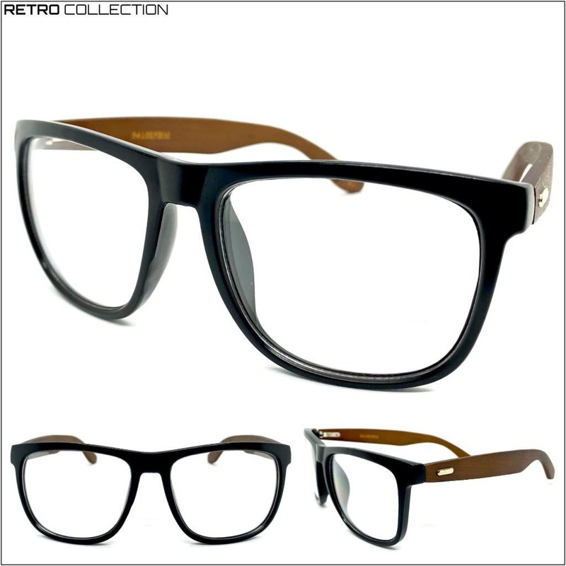 Men’s Classic Vintage Retro Nerd Style Clear Lens EYE GLASSES Wood Wooden Frame