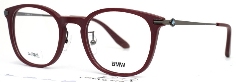 BMW BW5021 070 Matte Bordeaux Unisex Round Full Rim Eyeglasses 52-22-145 B:44