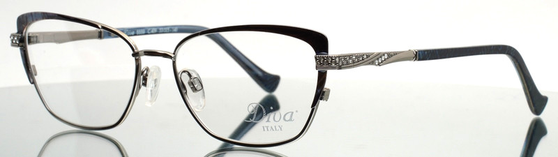 DIVA 5559 C.409 Gunmetal Navy Womens Cat Eye Eyeglasses 53-15-140 B:36 A
