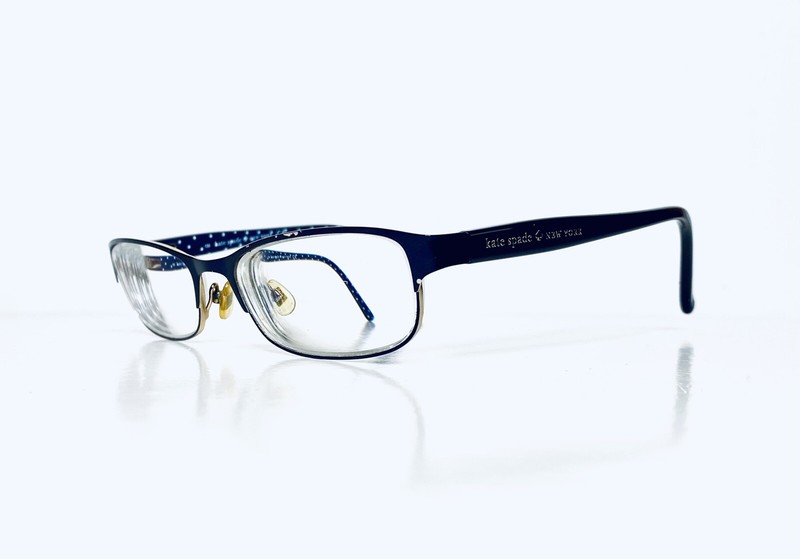 Kate Spade NY Blue Metal Rectangular Frame W Acetate Temple Glasses 52 17 135