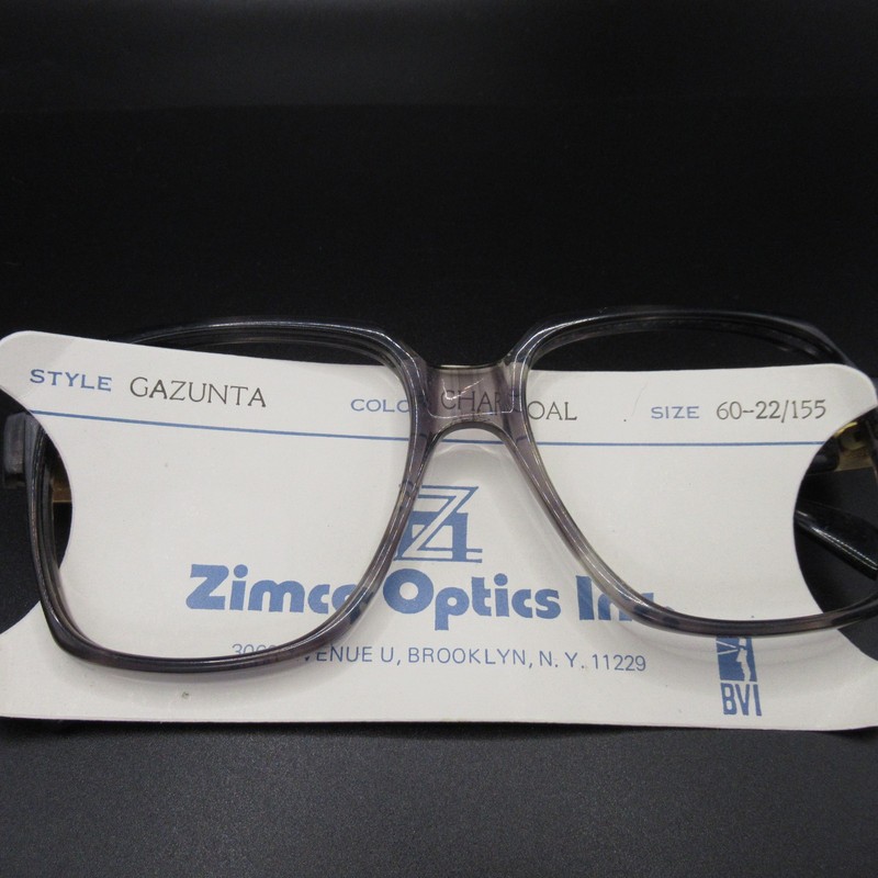 Zimco Eyeglass Frames Gazunta Charcoal Full Rim Size 60-22-155 Vintage New
