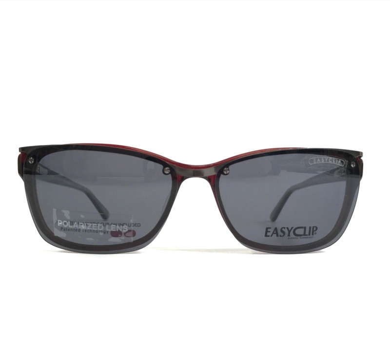 Easyclip Eyeglasses Frames EC328 30 Brown Red with Magnetic Clip-On 52-16-135