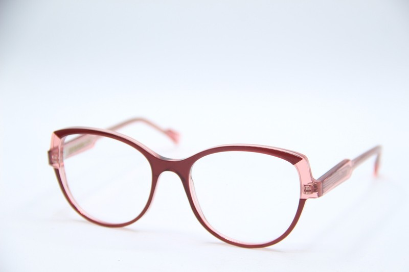NEW CAROLINE ABRAM HELENA 663 BURGUNDY PINK AUTHENTIC EYEGLASSES 53-18