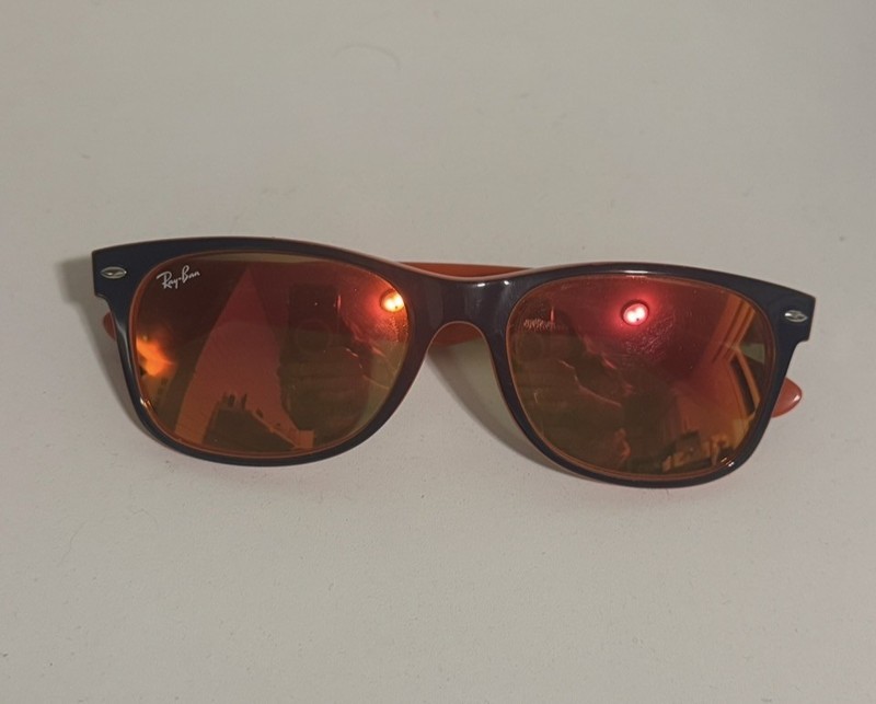 Ray Ban RB 2132 789/3f Orange Frame Blue Lens Wayfarer 55mm Sunglasses gallery