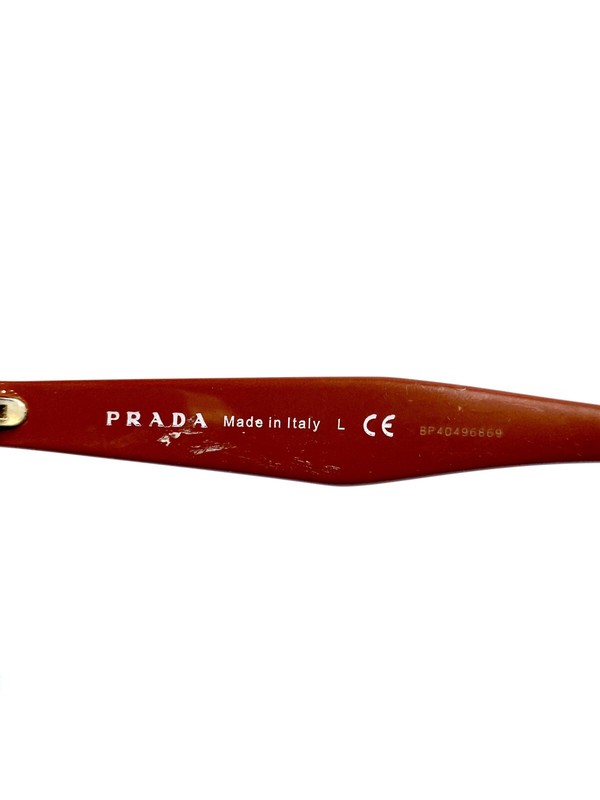 Prada Brown Black Clear Graphic Striped Cat Eye Glasses Italy VPR12T 51 17 140 gallery