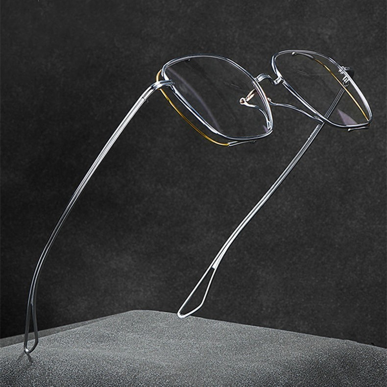Dual-Rim Ultra Light Pure Titanium Square Eyeglass Frame Vintage Unisex Glasses gallery