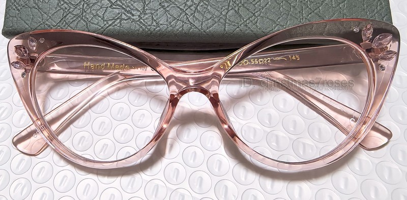 Women Vintage Cat eye Glasses frame Optical Clear lens 52-20-140 Plastic Pink