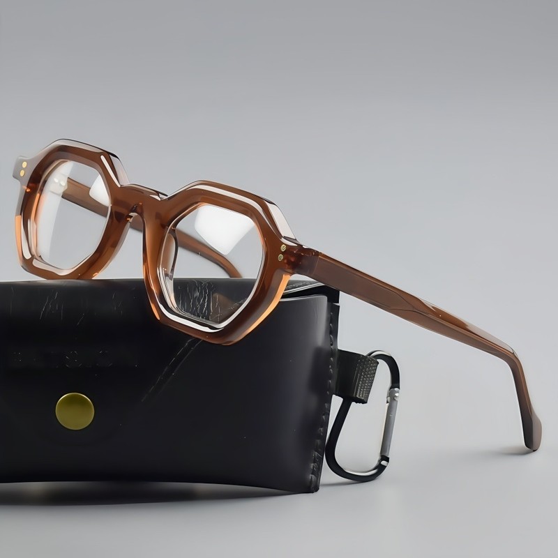 Tea Retro Acetate Square Eyeglass Frames Men Women Full Rim Glasses Eyewear