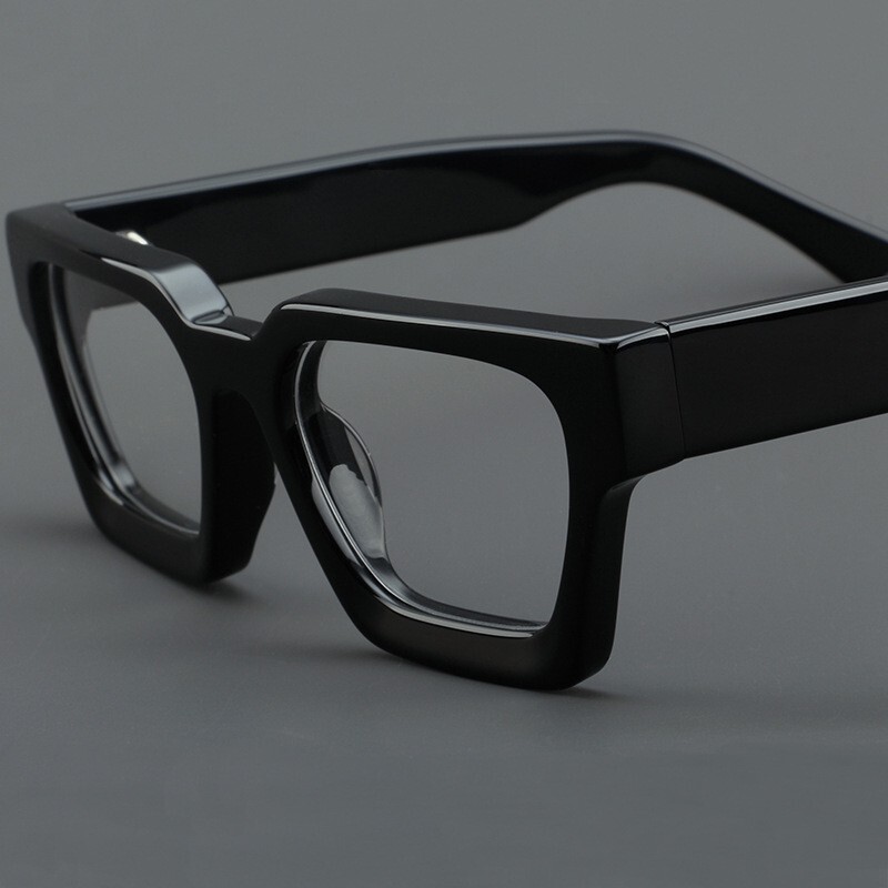 Thick Acetate Eyeglass Frames Black/Leopard Spectacles Glasses Unisex Eyewear gallery