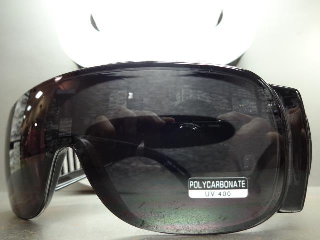 WRAP AROUND DRIVING SAFETY SUN GLASSES Over RX Glass Fit Black Frame Dark Lens gallery