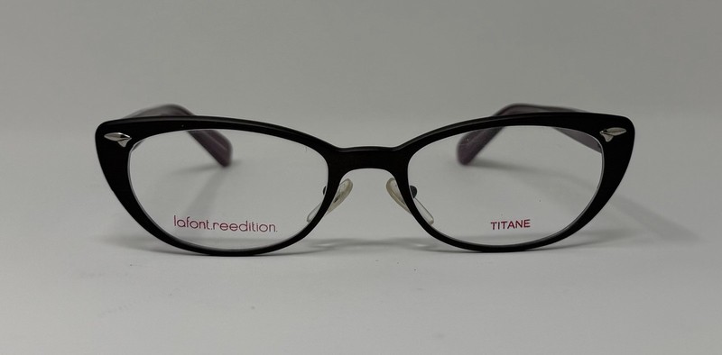 Lafont Reedition Esther 159 Gunmetal/Wine Cat-Eye Eyeglasses. Size 49-18-140
