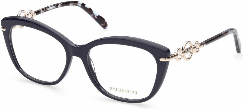 Emilio Pucci EP5163 090 Blue Plastic Cat Eye Optical Eyeglasses Frame 55-16-140