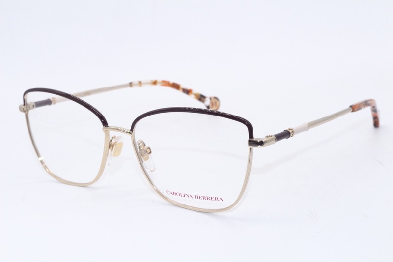 NEW CAROLINA HERRERA VHE 179K COL. 0H33 VIOLET GOLD AUTHENTIC EYEGLASSES 55-15