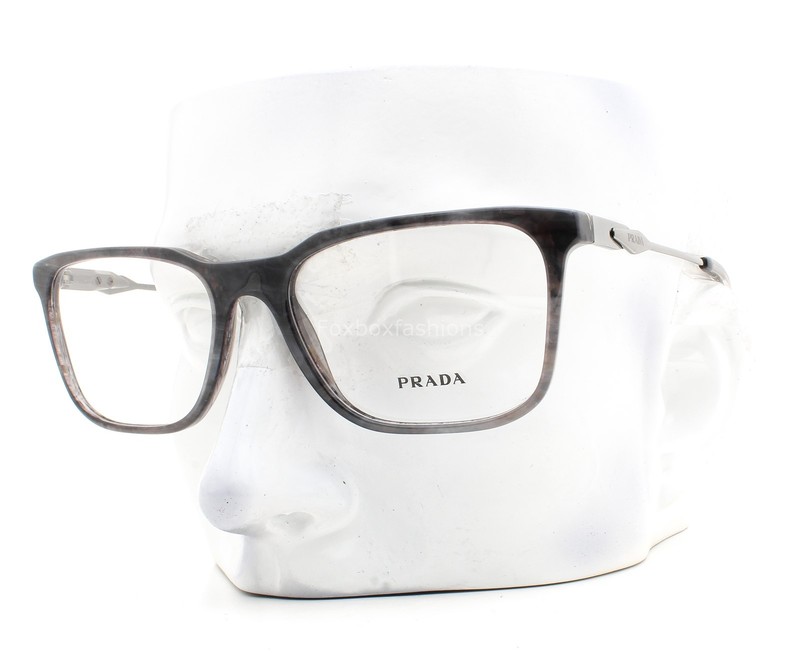 Prada Eyeglasses VPR 05Z 13F-1O1 Glasses Graphite Marbled Gray 55mm with Case