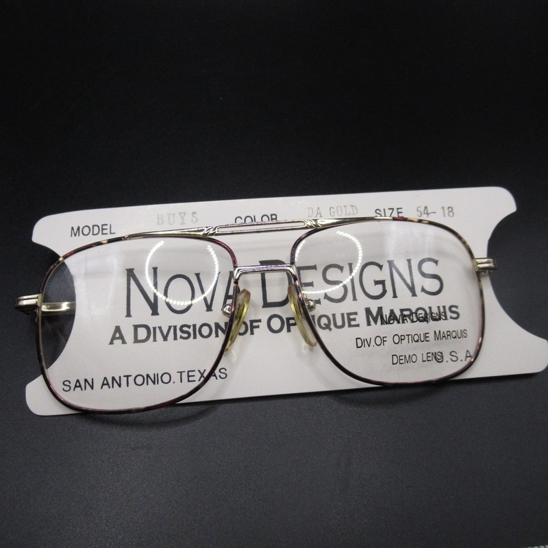 Vintage Nova Designs Eyeglass Frames DA Gold 54-18 Full Rim Metal USA