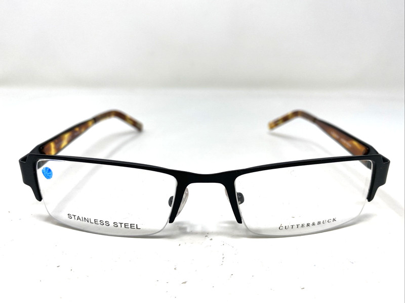 Cutter & Buck Prestige Black Amber 50-18-140 Half Rim Eyeglasses Frame +D04