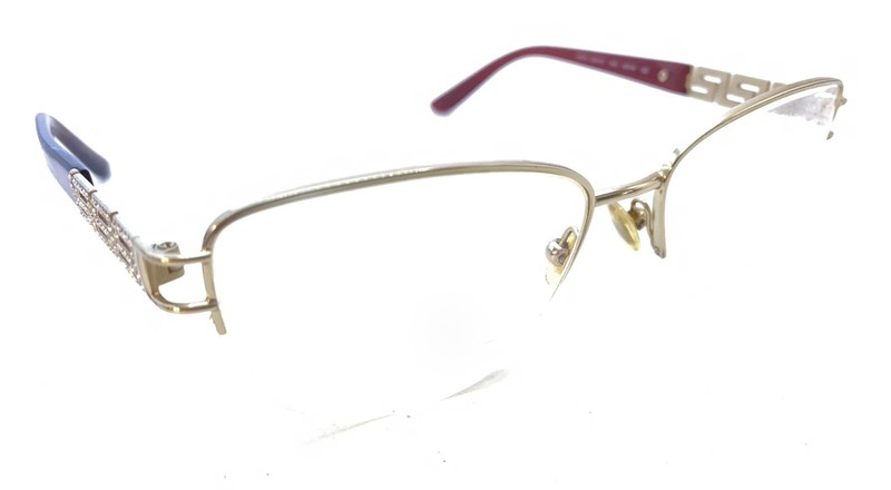 Versace MOD 1220-B 1252 Gold Red Half Rim Eyeglasses Frames 52-16 135 Italy