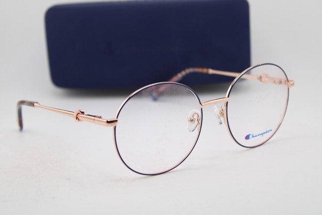 NEW CHAMPION REAL C02 BLUE GOLD HORN GUNMETAL AUTHENTIC EYEGLASSES 54-18 gallery