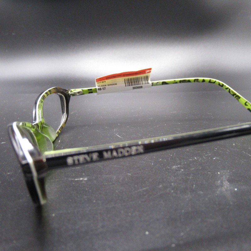 Steve Madden SP81 Black Green Leopard Full Rim Eyeglass Frames 48-17-135 Womens gallery