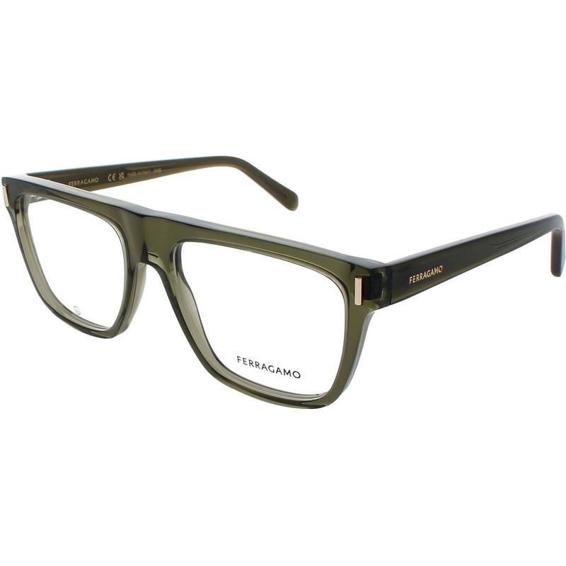 Salvatore Ferragamo Men’s Eyeglasses Transparent Khaki Square Frame SF2997 320