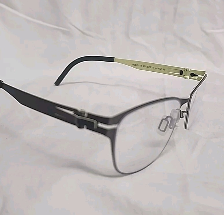 Handmade OVVO Optics 3533 Graphite / Yellow Titanium Eyeglass Frame 47/17/135 gallery