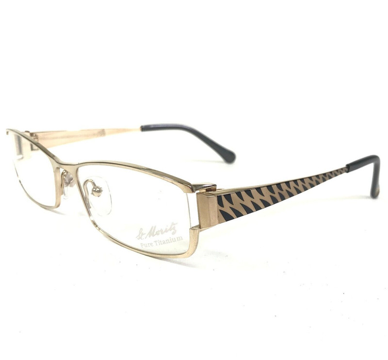 St. Moritz Eyeglasses Frames 45001-001 Black Gold Semi Rimmed 53-16-135