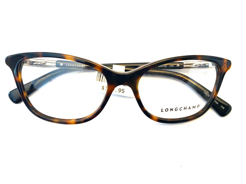 Longchamp Eyeglasses Frames LO2604 214 Black Tortoise Gold Cat Eye 53-16-140