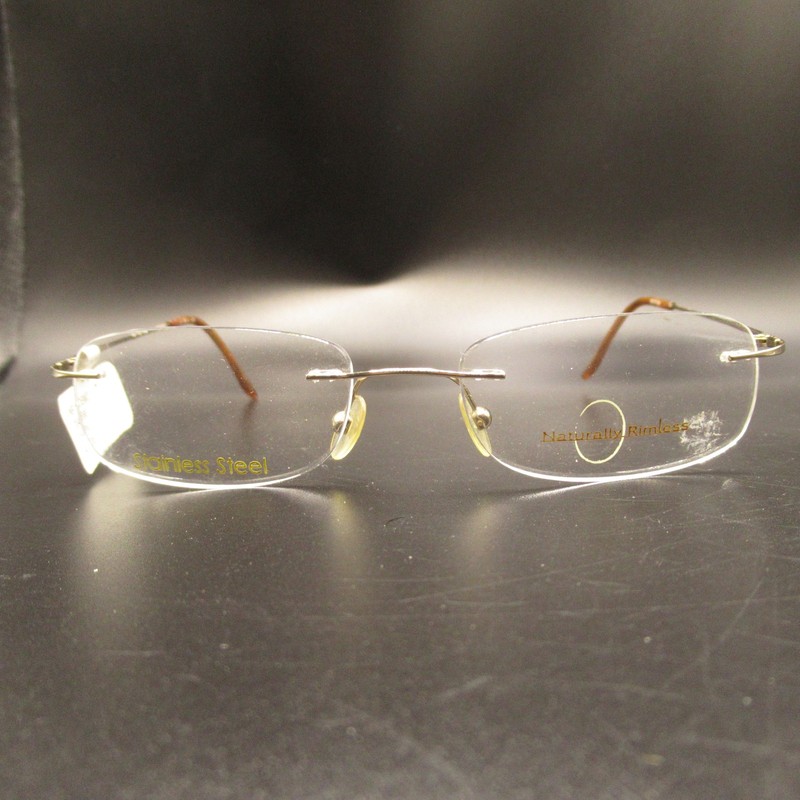 CHAMPN NR 104 Naturally Rimless Eyeglass Frames 50-17-135 Stainless Steel