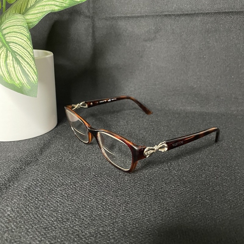 Valentino Ribbon Brown Marble Eyeglasses Frames