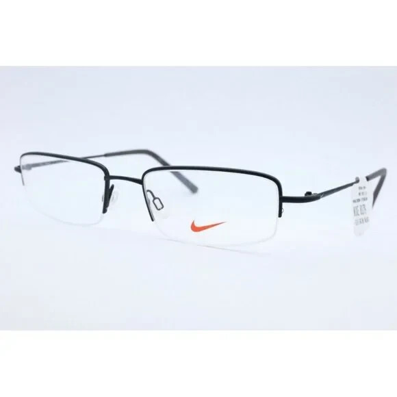 New Nike 8179 001 (5319) Rectangle Satin Black Eyeglasses Demo Lenses 53mm
